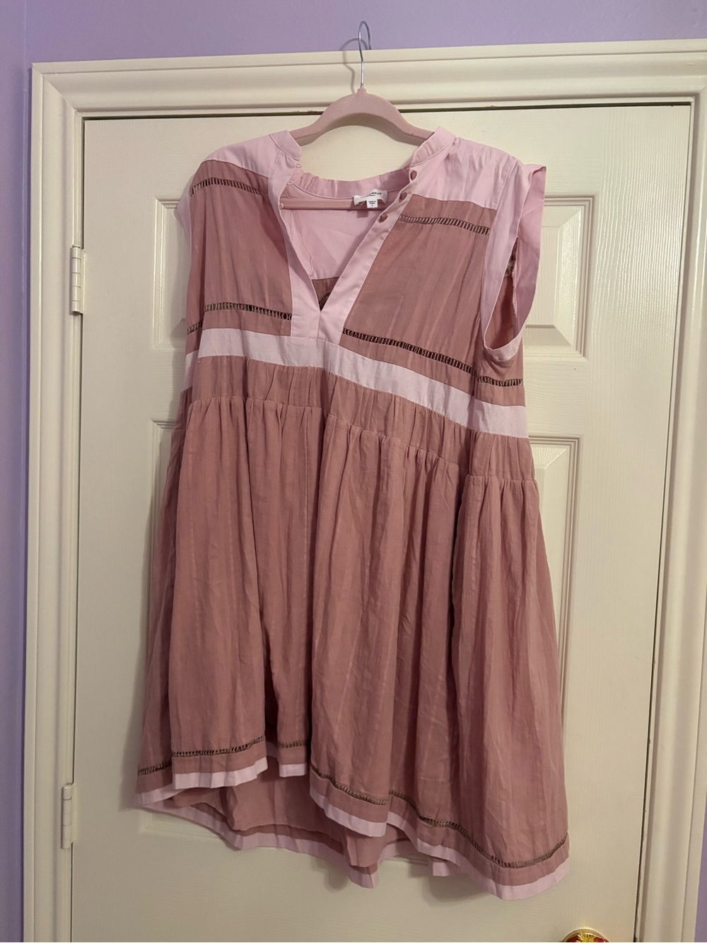 Dusty Pink Tiered Cotton Dress